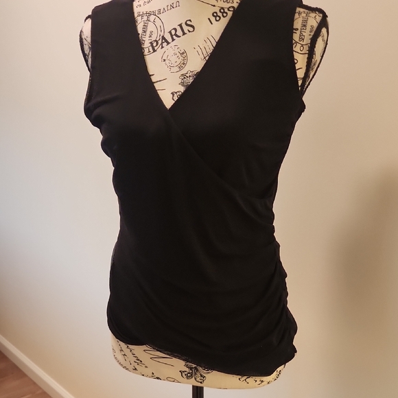 INC International Concepts Black V-Neck Tank Top - Picture 4 of 9